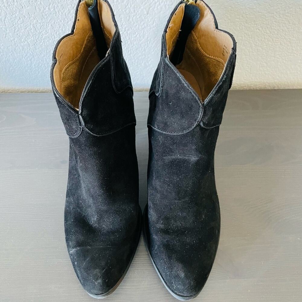 Suede Leather Ankle Boots with Art Deco Seaming and Gold Zipper size 7.5 - Picture 4 of 8